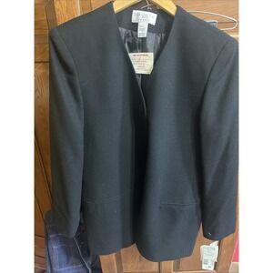 NWT Black Saville 2 pc  Skirt Suit from Saks Fifth Avenue 14p  100% Wool/ Lined